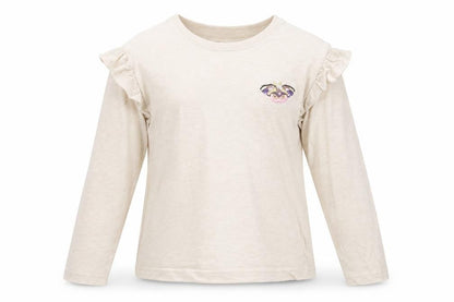 Front view of Tu girls’ beige basic t-shirt, size 5, years - butterfly