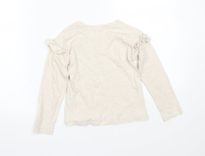 Back view of Tu girls’ beige basic t-shirt, size 5, years - butterfly