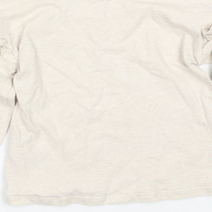 Brand and care label for Tu girls’ beige basic t-shirt, size 5, years - butterfly