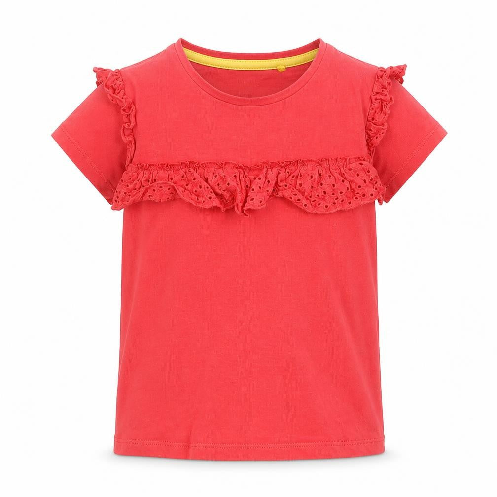 Front view of Tu boys’ red basic t-shirt, size 5-6, years