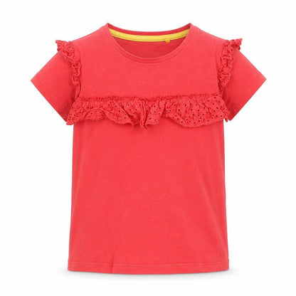 Front view of Tu boys’ red basic t-shirt, size 5-6, years