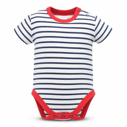 Front view of Next Baby White Striped Romper One-Piece, size 6-9, Months