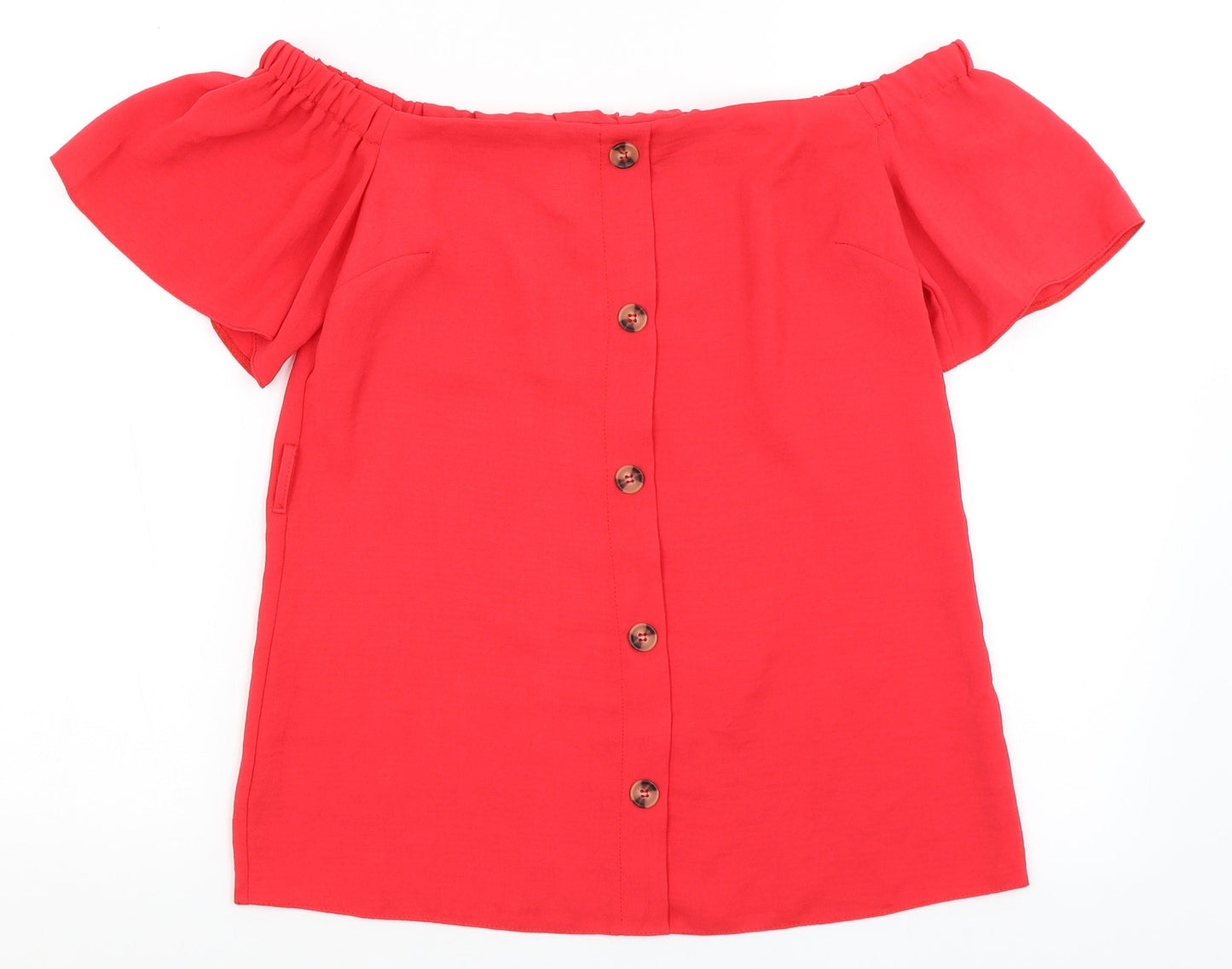 Womens UK Size S Preworn Red Basic Blouse