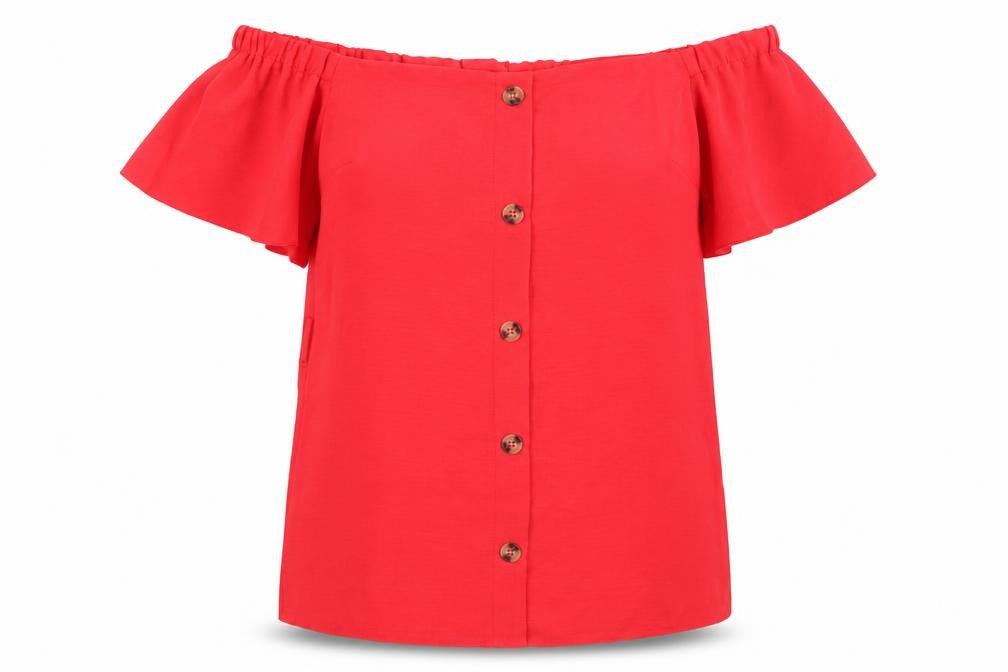 Womens UK Size S Preworn Red Basic Blouse