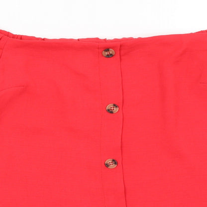 Womens UK Size S Preworn Red Basic Blouse