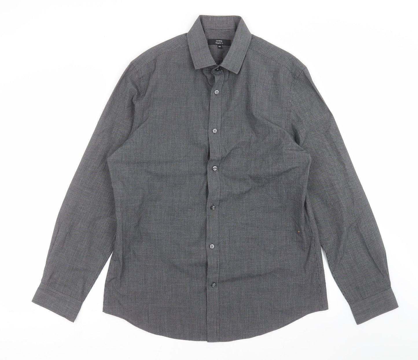 George Mens Black Check   Button-Up Size 15.5