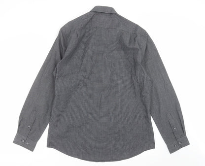 George Mens Black Check   Button-Up Size 15.5