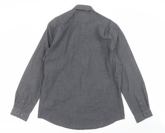 George Mens Black Check   Button-Up Size 15.5