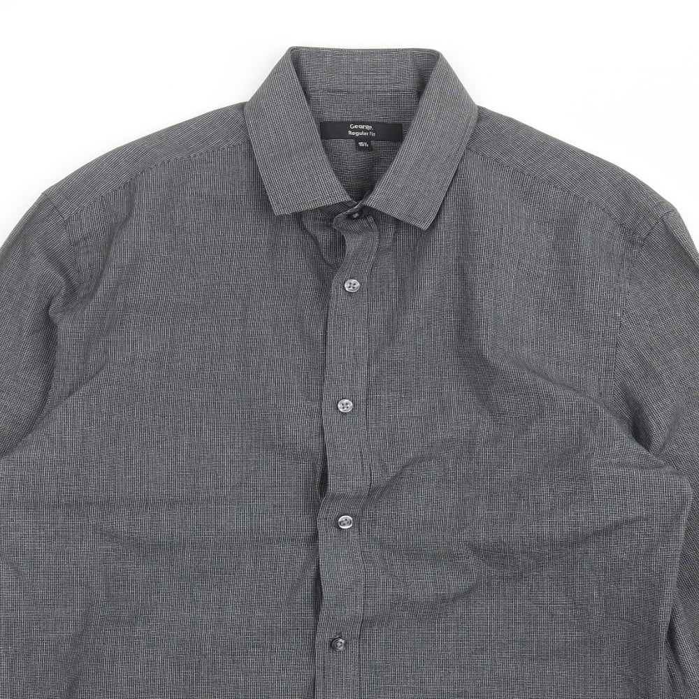 George Mens Black Check   Button-Up Size 15.5