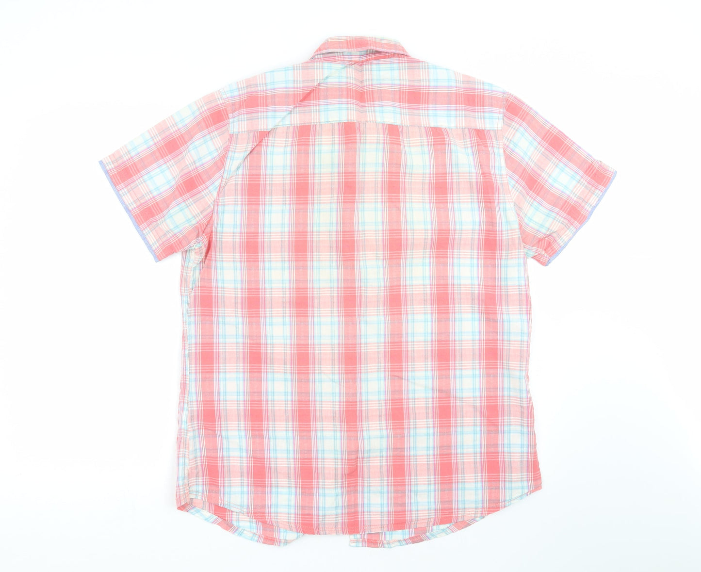Mens UK Size L Easy Pink  Button-Up Short Sleeve Casual Shirt