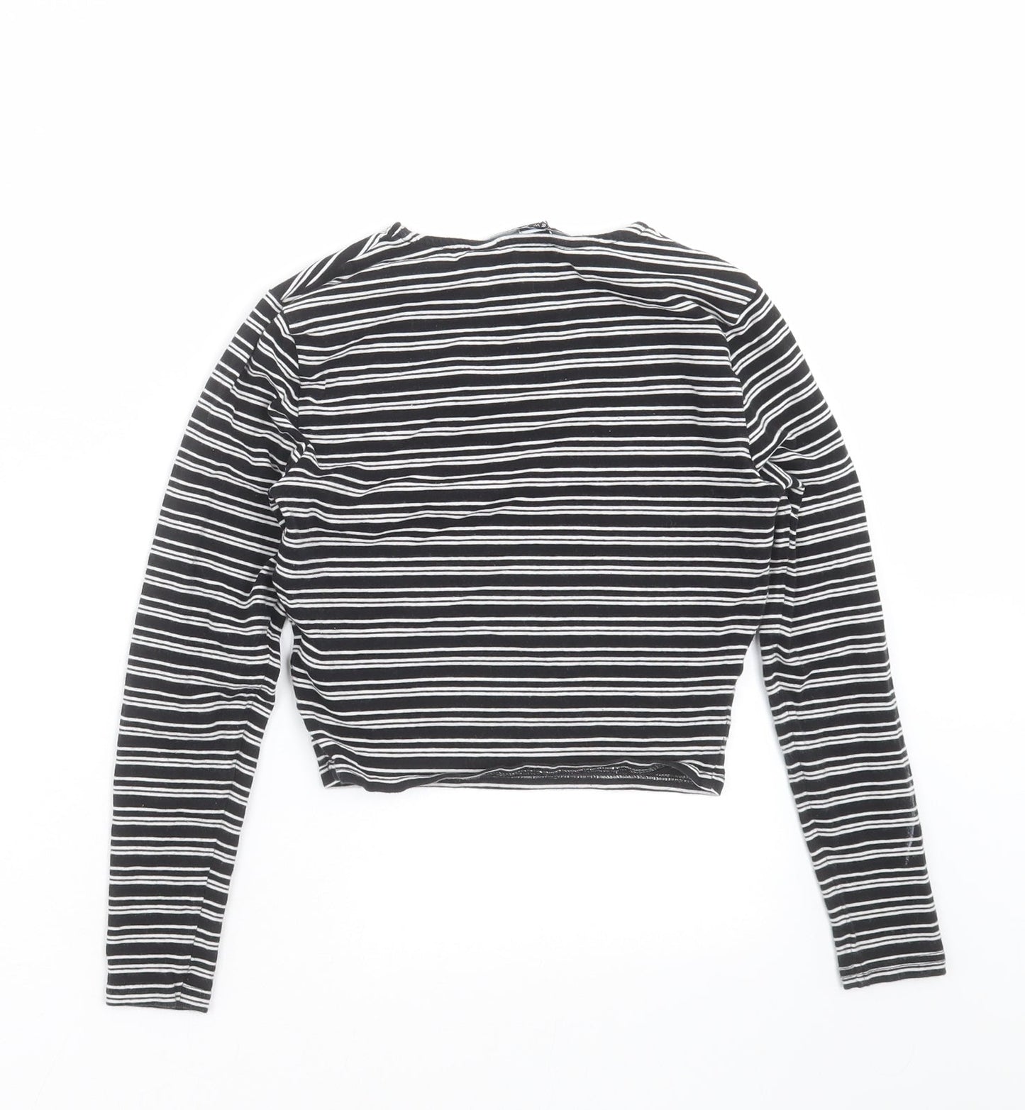 New Look Girls Black Striped  Cropped T-Shirt Size 10-11 Years