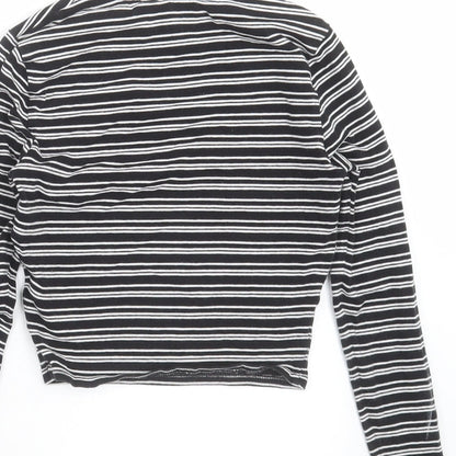 New Look Girls Black Striped  Cropped T-Shirt Size 10-11 Years