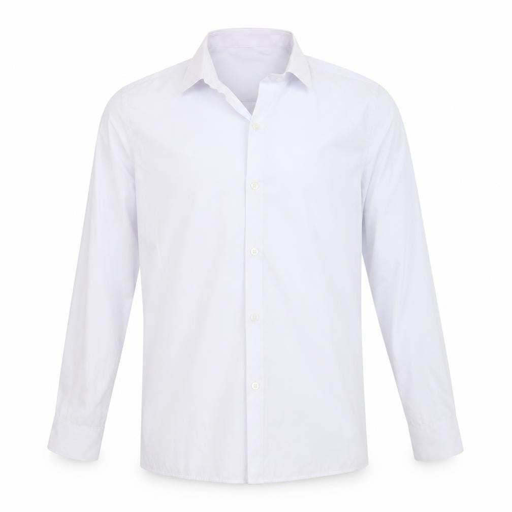 Front view of Marks & Spencer boys’ white basic button-up, size 13-14, years - school