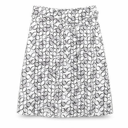 Front view of Vero Moda women’s white geometric a-line skirt, size UK 10