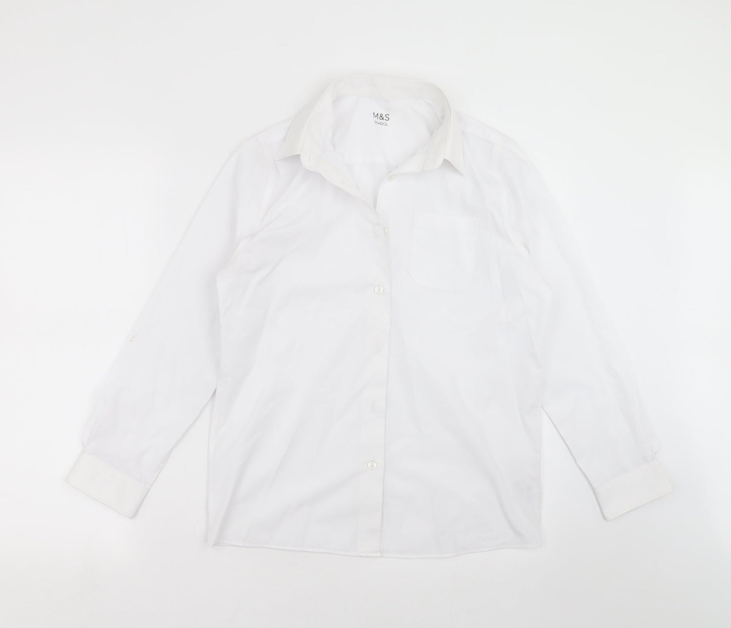 Marks and Spencer Boys White   Basic Button-Up Size 13-14 Years  - school