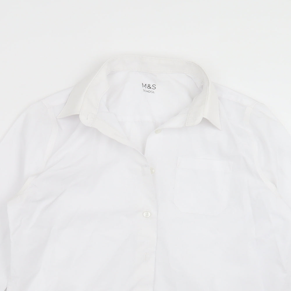 Marks and Spencer Boys White   Basic Button-Up Size 13-14 Years  - school