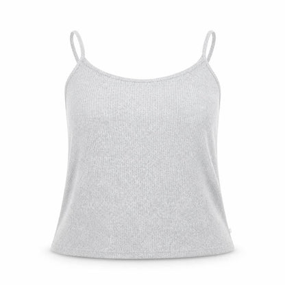 Front view of F&F women’s grey striped camisole t-shirt, size L