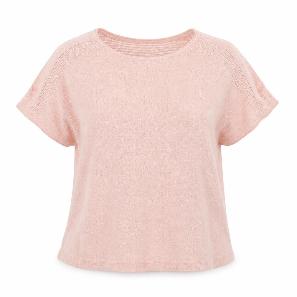 Front view of Next women’s pink knit jumper, size XL, - cold shoulder