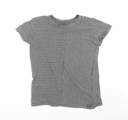 seven souls new york Womens Grey Striped  Basic T-Shirt Size M