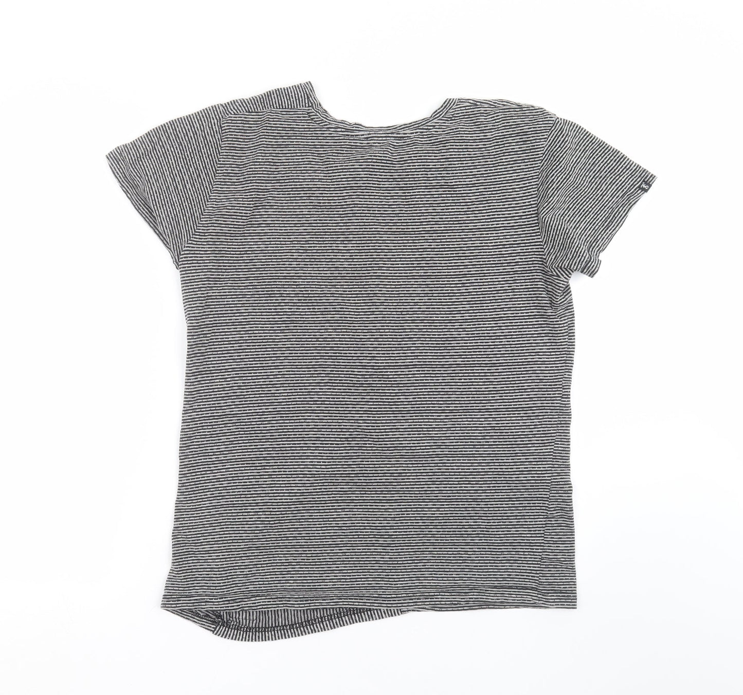 seven souls new york Womens Grey Striped  Basic T-Shirt Size M