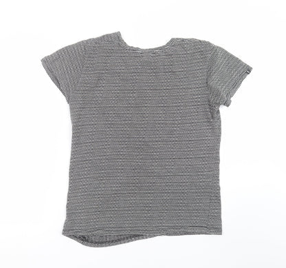 seven souls new york Womens Grey Striped  Basic T-Shirt Size M