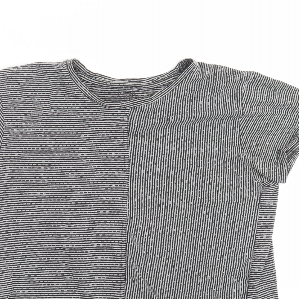 seven souls new york Womens Grey Striped  Basic T-Shirt Size M