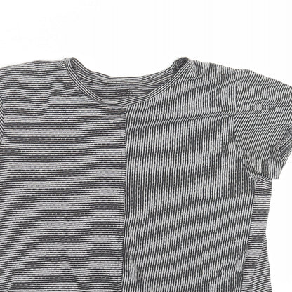 seven souls new york Womens Grey Striped  Basic T-Shirt Size M