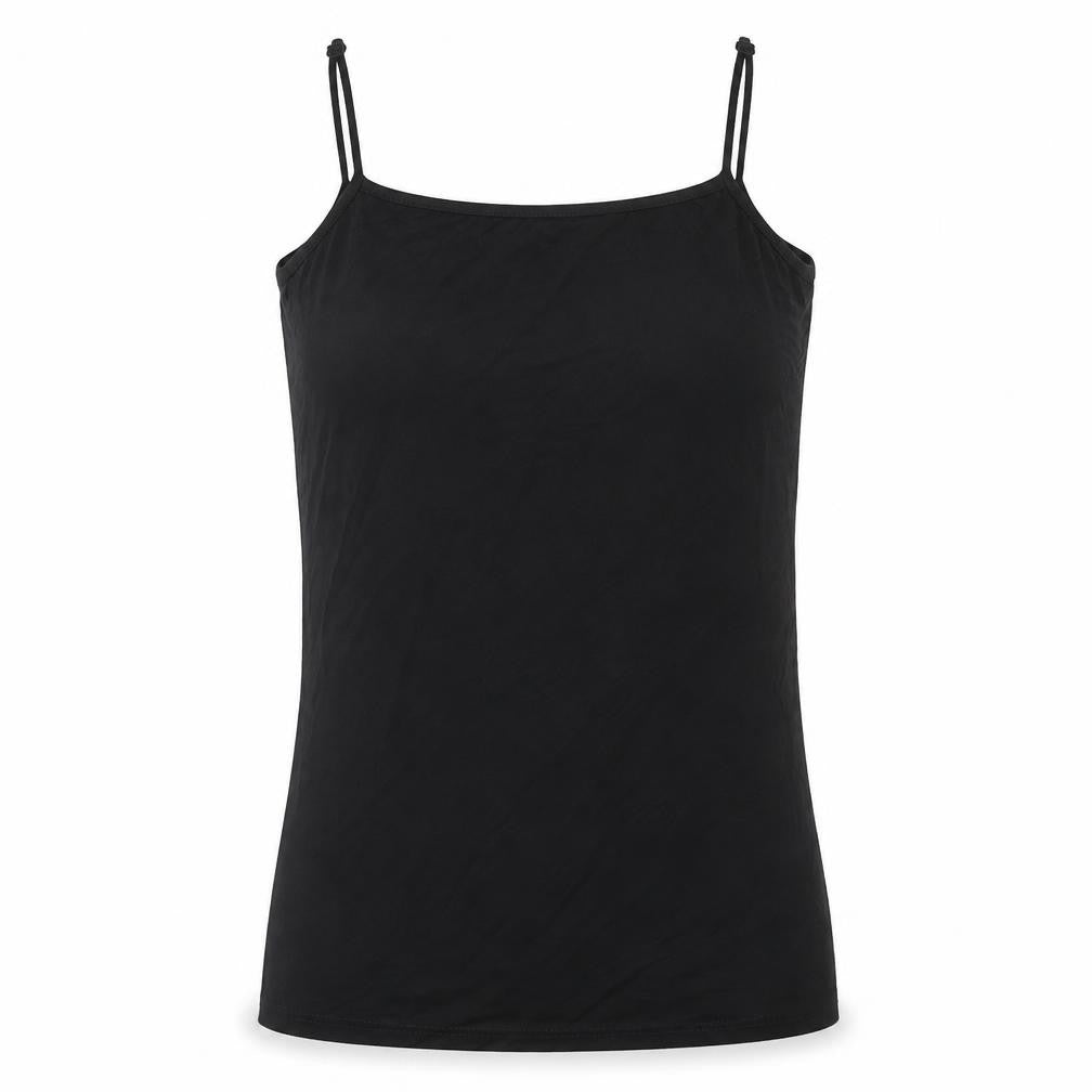 Front view of Preworn women’s black camisole t-shirt, size M