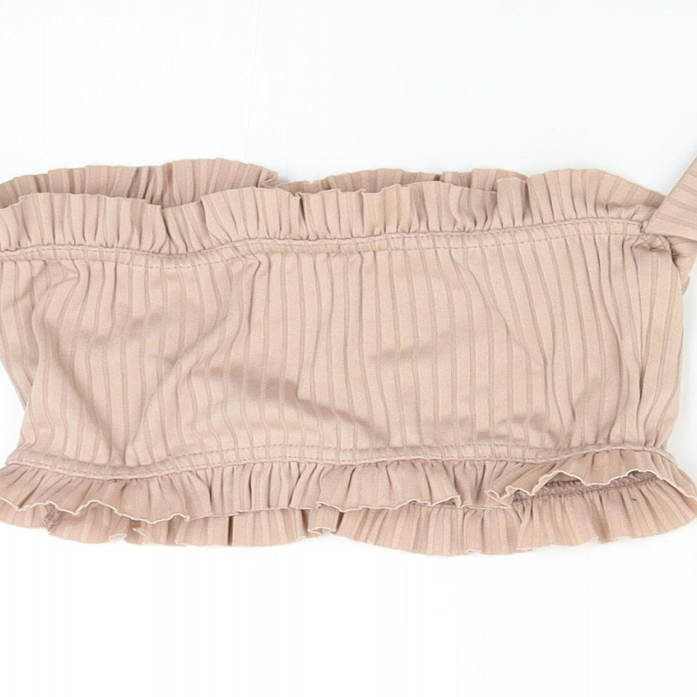 Womens UK Size 10 Femme Luxe Brown Cropped Tank