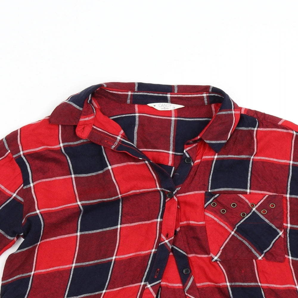 Matalan Girls Red Check Flannel Top Pyjama Top Size 13 Years