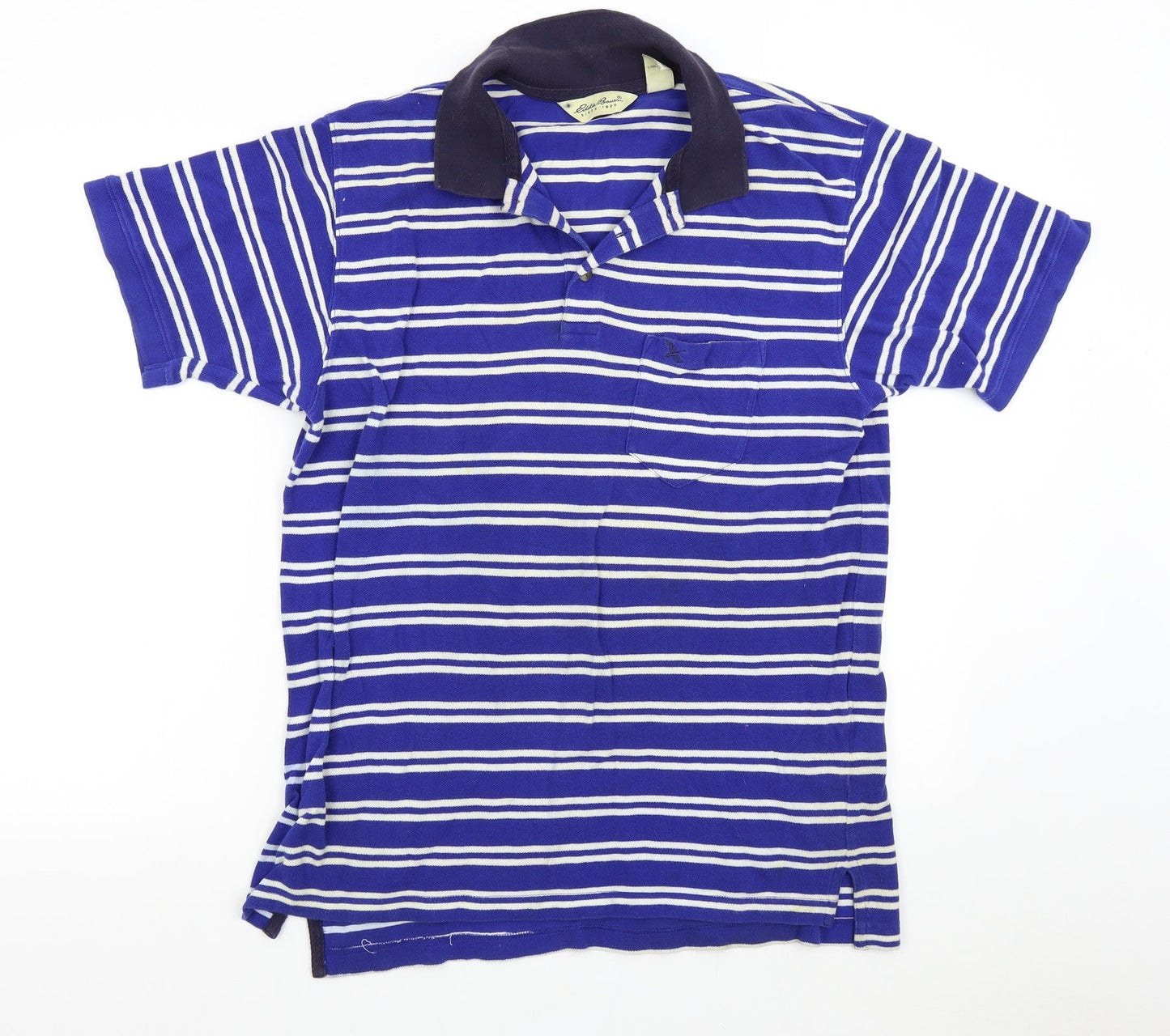 Eddie Bauer Mens Blue Striped   Polo Size M