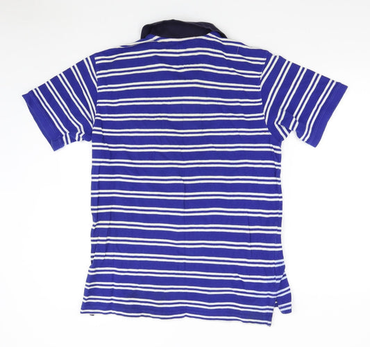Eddie Bauer Mens Blue Striped   Polo Size M