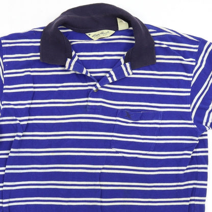 Eddie Bauer Mens Blue Striped   Polo Size M