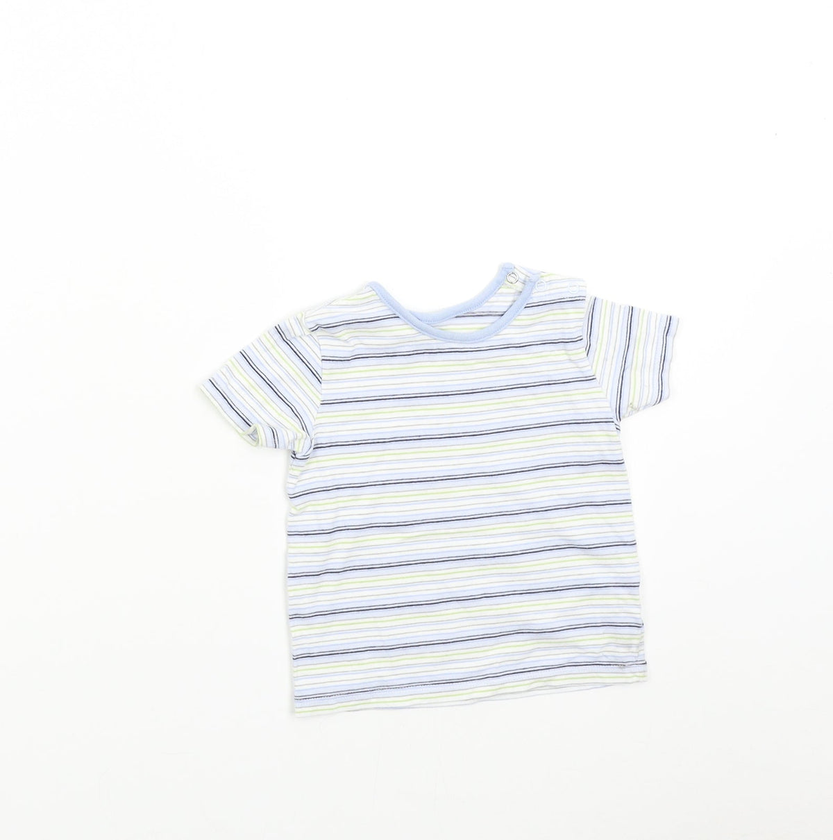 Additional front view of Matalan boys’ multicoloured striped basic t-shirt, size 9-10, years