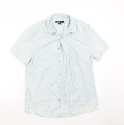 Mens UK Size L French Connection Blue  Button-Up Short Sleeve Casual Shirt