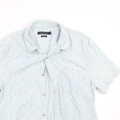 Mens UK Size L French Connection Blue  Button-Up Short Sleeve Casual Shirt