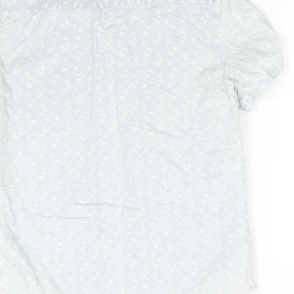 Mens UK Size L French Connection Blue  Button-Up Short Sleeve Casual Shirt