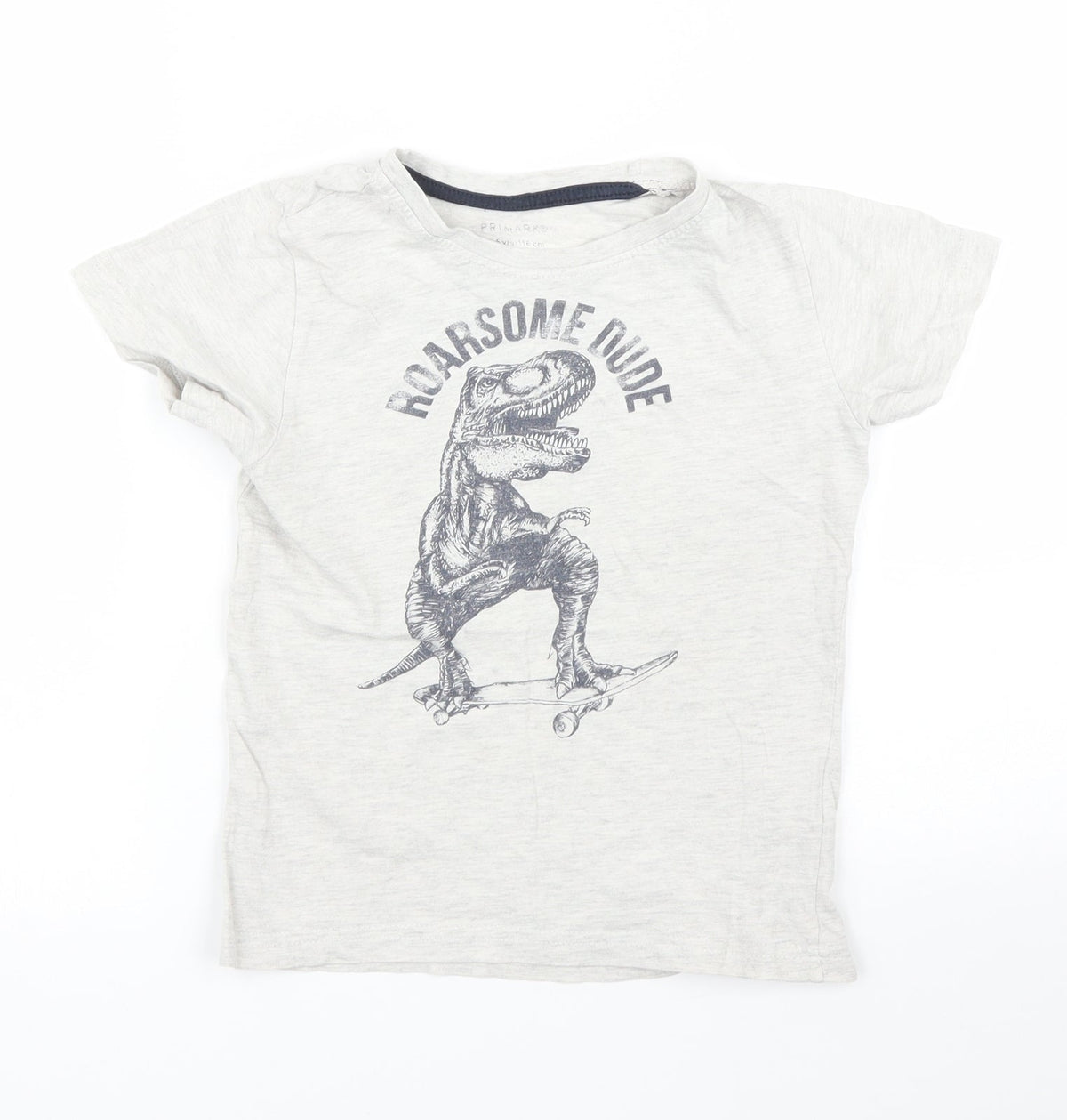 Additional front view of Primark boys’ beige rayon basic t-shirt, size 5, years