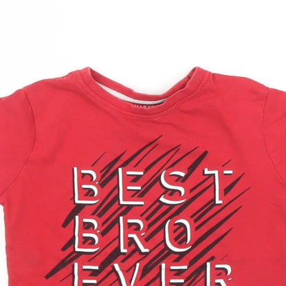 Primark Boys Red   Basic T-Shirt Size 5 Years