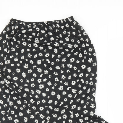 Boohoo Womens Black Floral  Trumpet Skirt Size 10