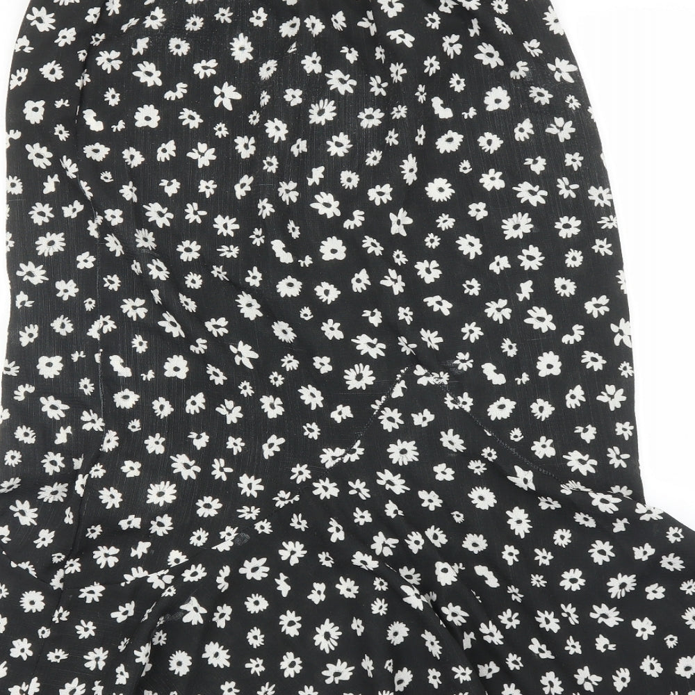 Boohoo Womens Black Floral  Trumpet Skirt Size 10