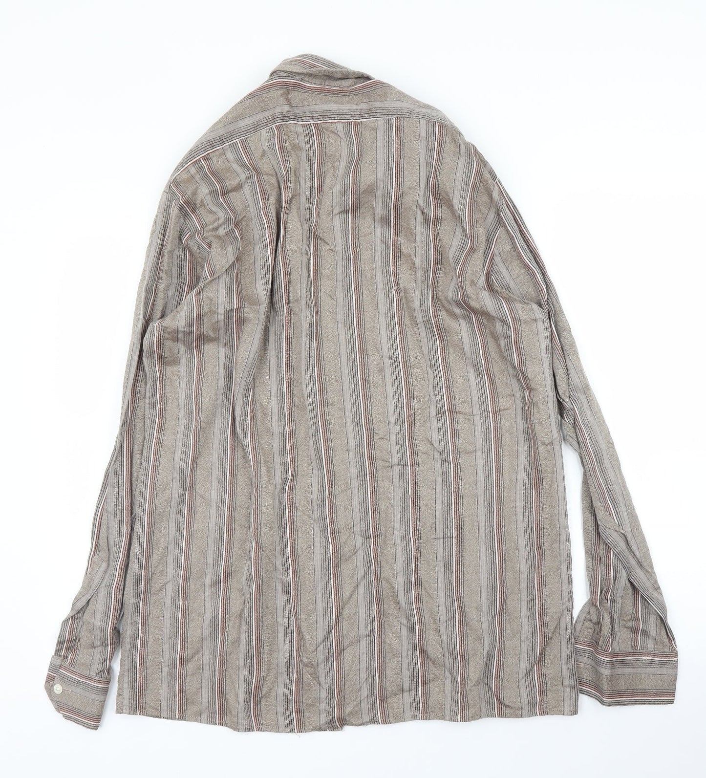 Henry Bannerman Mens Beige Striped   Button-Up Size 16.5