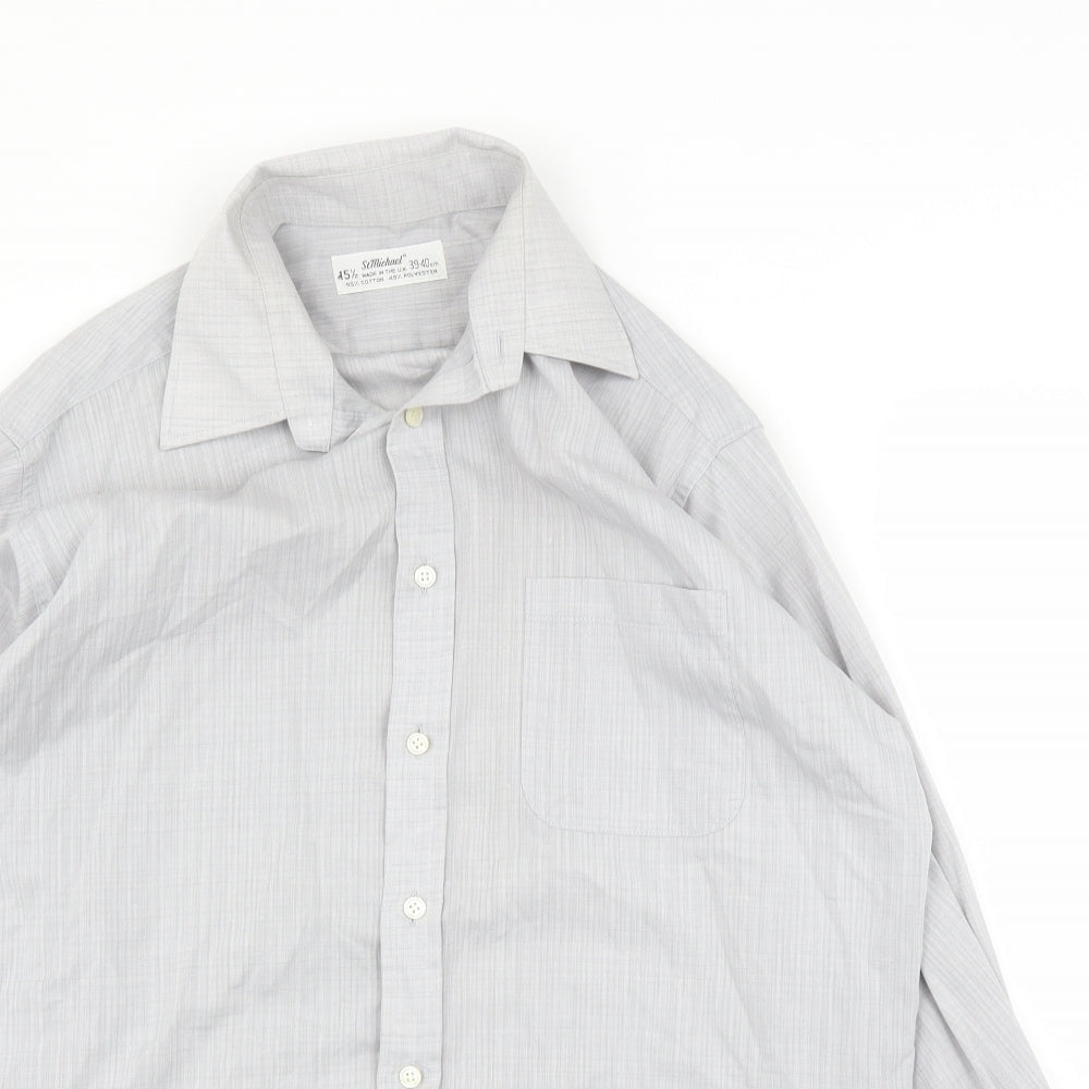 St Michael Mens Grey    Button-Up Size 15.5