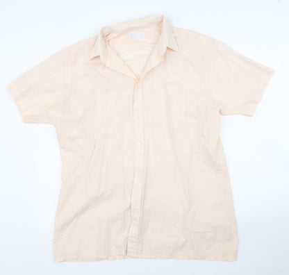 Mens UK Size 16.5 BHS Pink  Button-Up Short Sleeve Casual Shirt