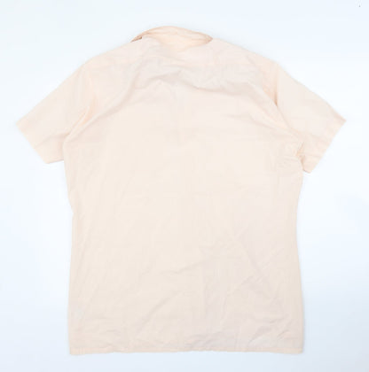Mens UK Size 16.5 BHS Pink  Button-Up Short Sleeve Casual Shirt