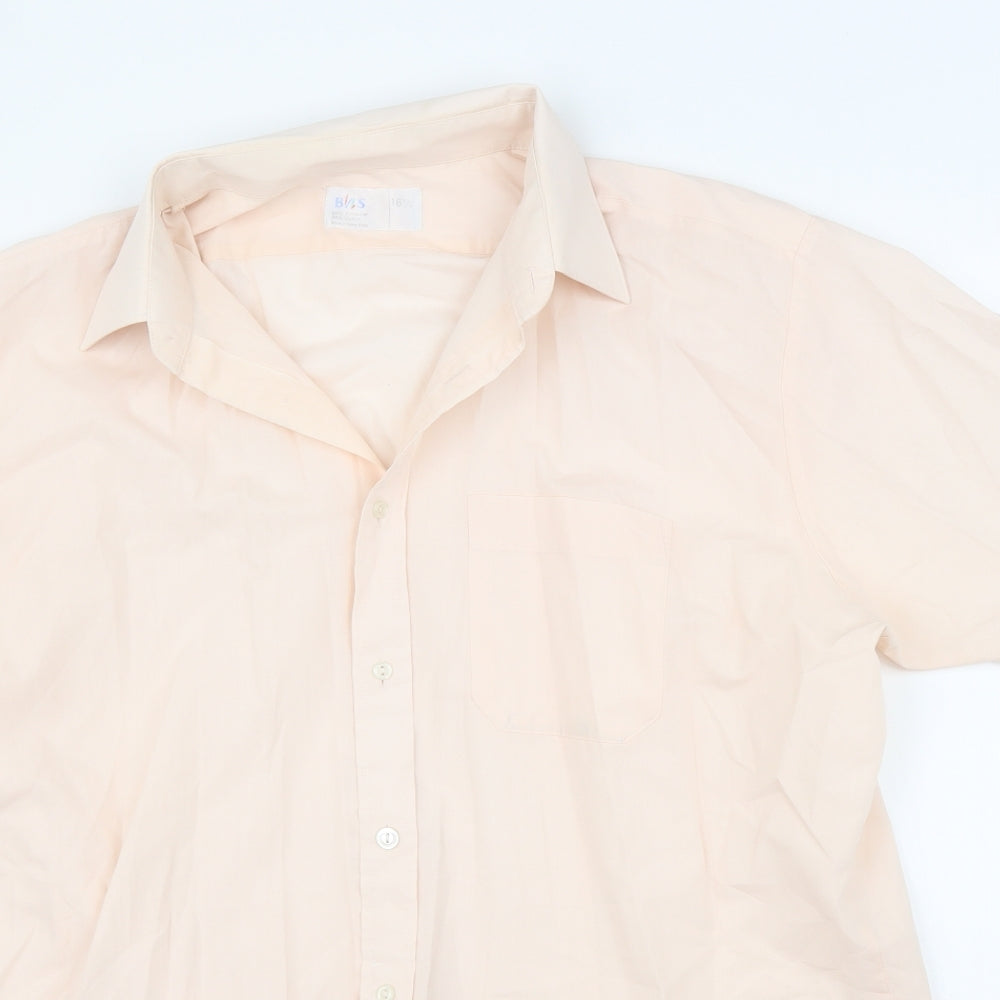 Mens UK Size 16.5 BHS Pink  Button-Up Short Sleeve Casual Shirt