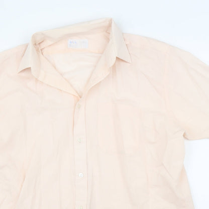 Mens UK Size 16.5 BHS Pink  Button-Up Short Sleeve Casual Shirt