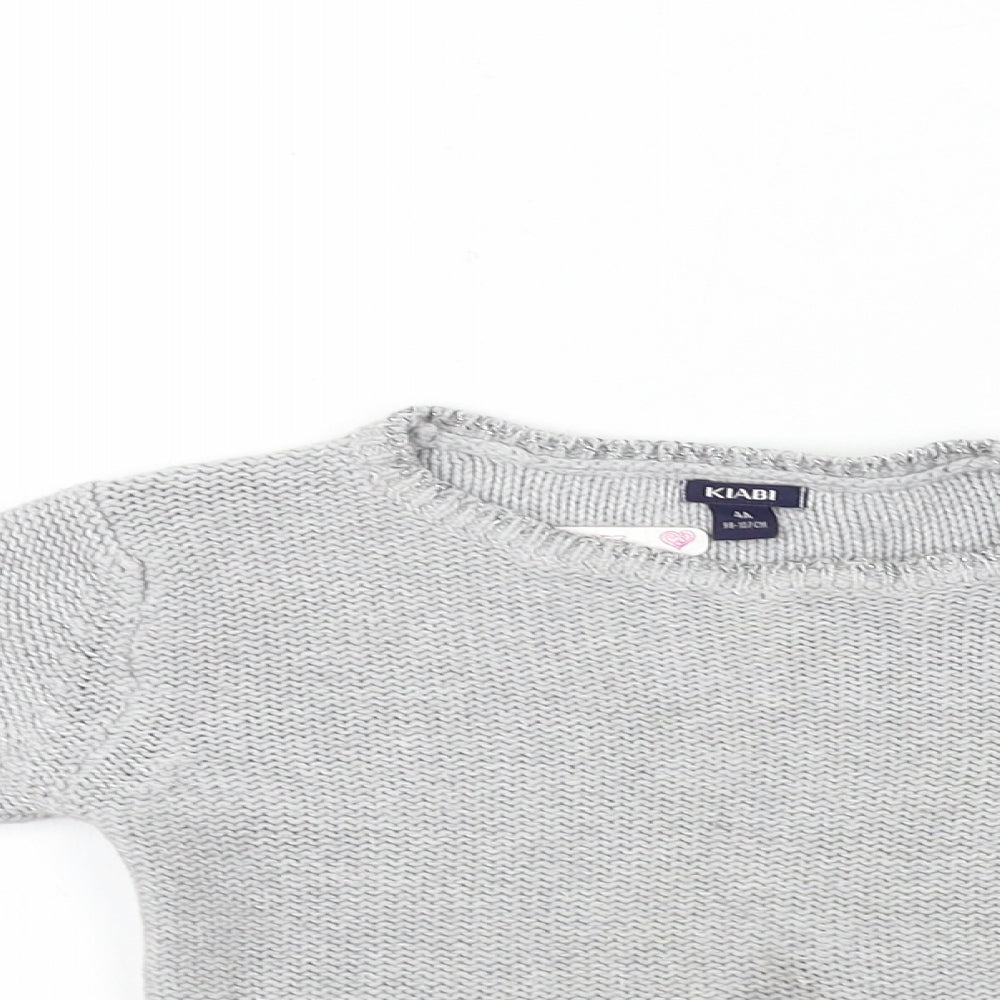 Close-up detail of Kiabi girls’ grey jumper, size 4, years