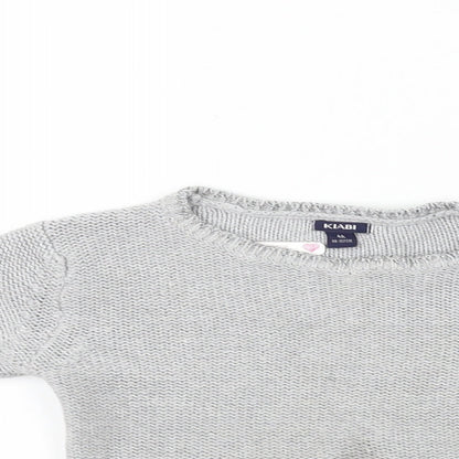 Close-up detail of Kiabi girls’ grey jumper, size 4, years