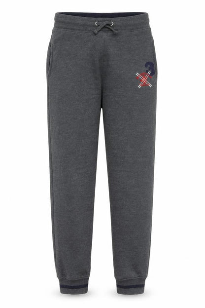 Front view of Beverly Hills Polo Club men’s grey sweatpants, size 28, in, 26-inch leg